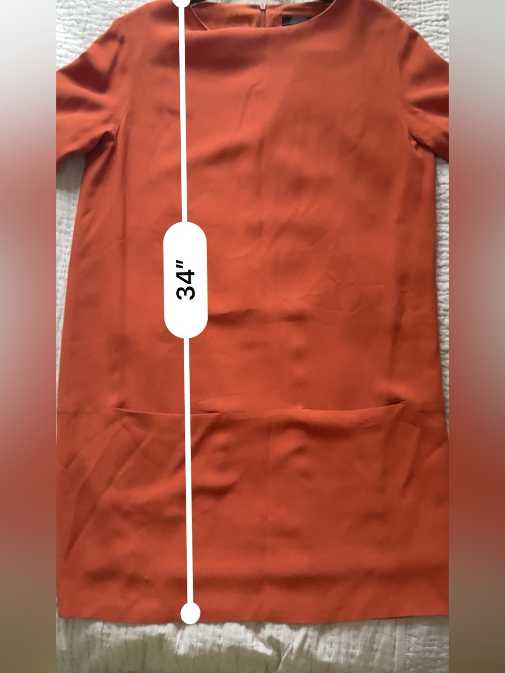 The Row Essentials Marina Shift Dress front patch pockets dress orange 6 - Picture 6 of 10